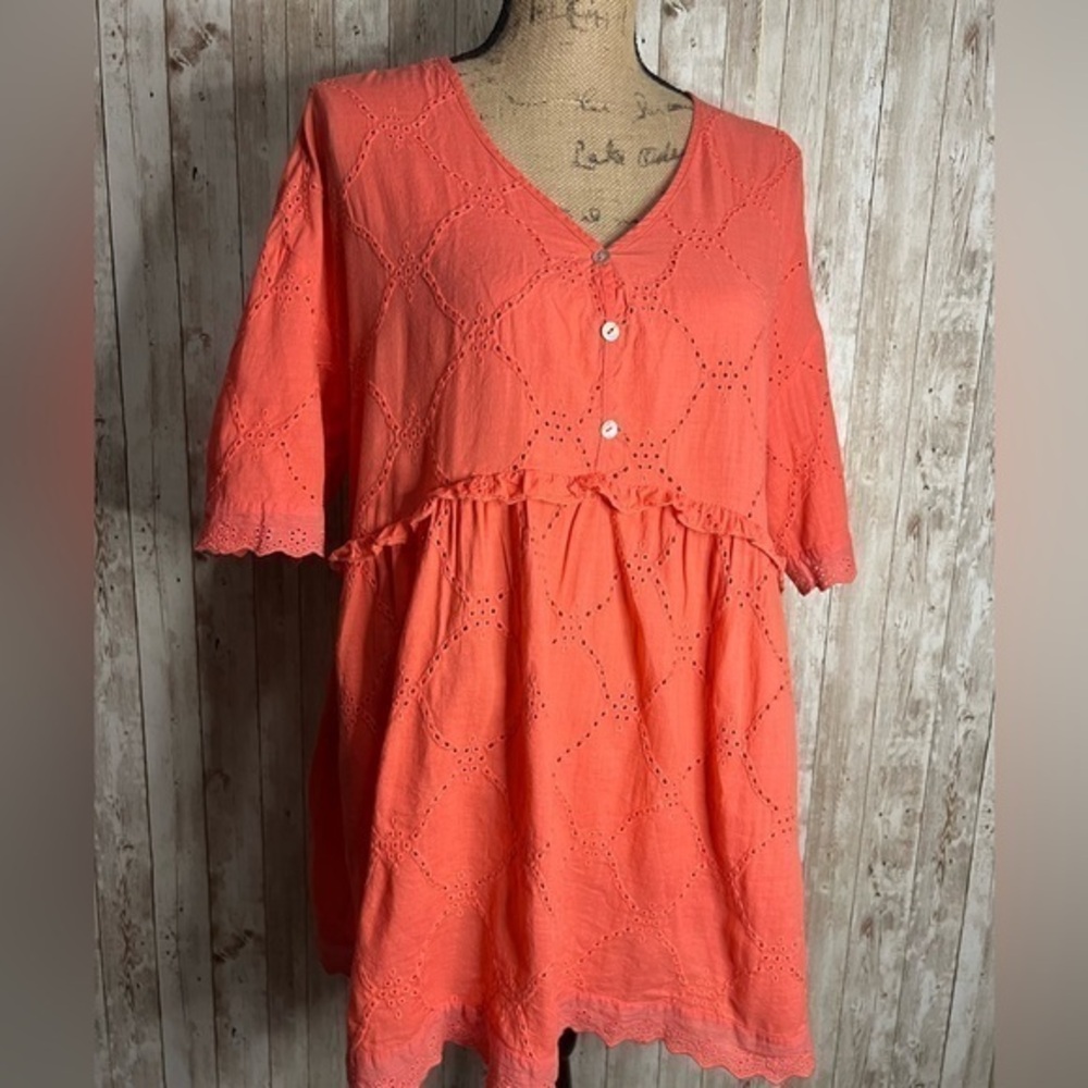 Zanzea Red V-Neck Tunic Blouse